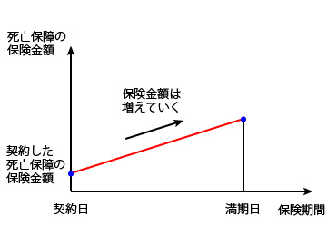 逓増定期保険のイメージ図