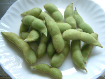 プランター栽培で収穫したエダマメ