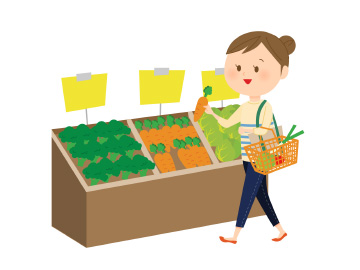 スーパーで買い物する女性