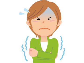 寒さで震える女性